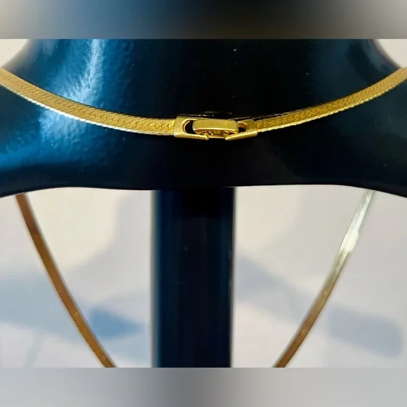 Vintage Gold Tone Chain Necklace with Clear Crystal Accents - Picture 3 of 3